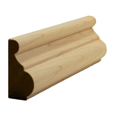 Unfinished traditional base cap moulding 1-3/8 inch tall by 11/16 inch thick in various hardwoods