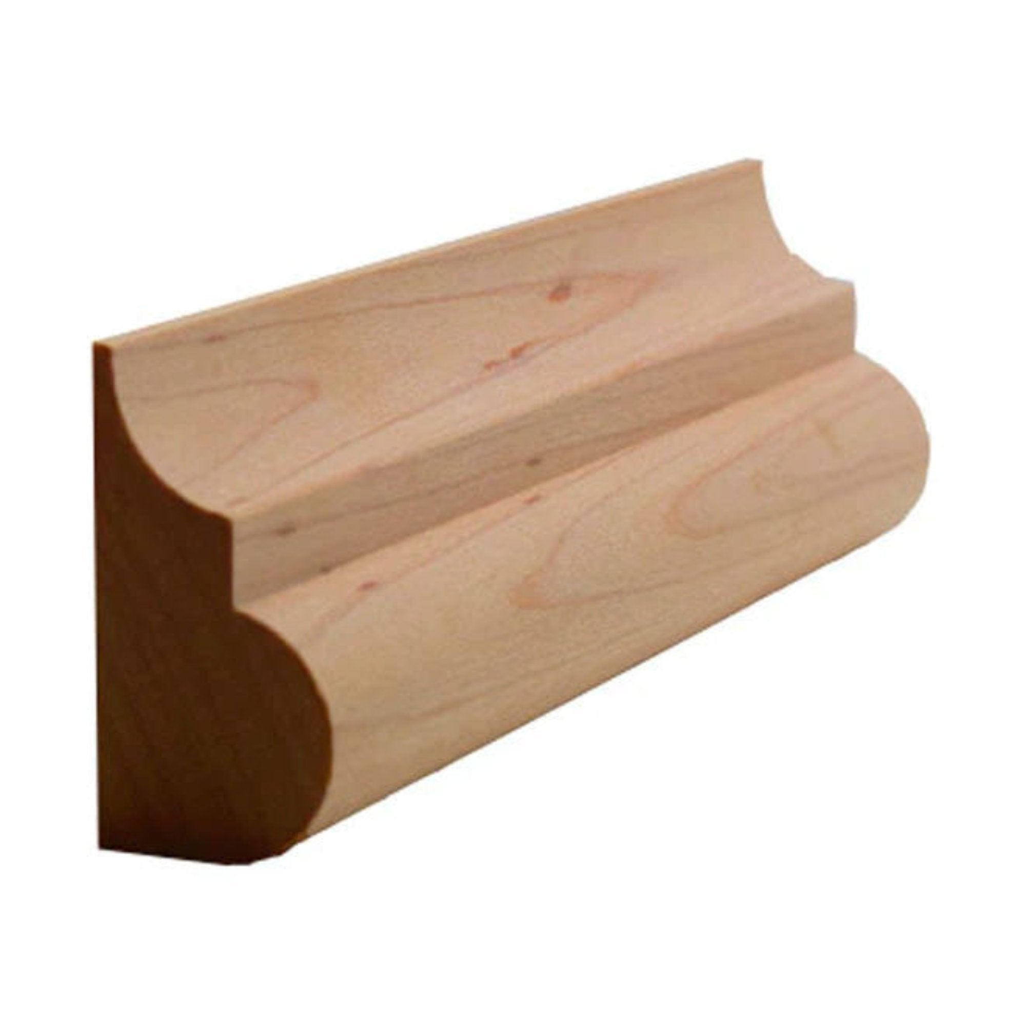 EWBC26 unfinished nose and cove base cap moulding in various hardwoods