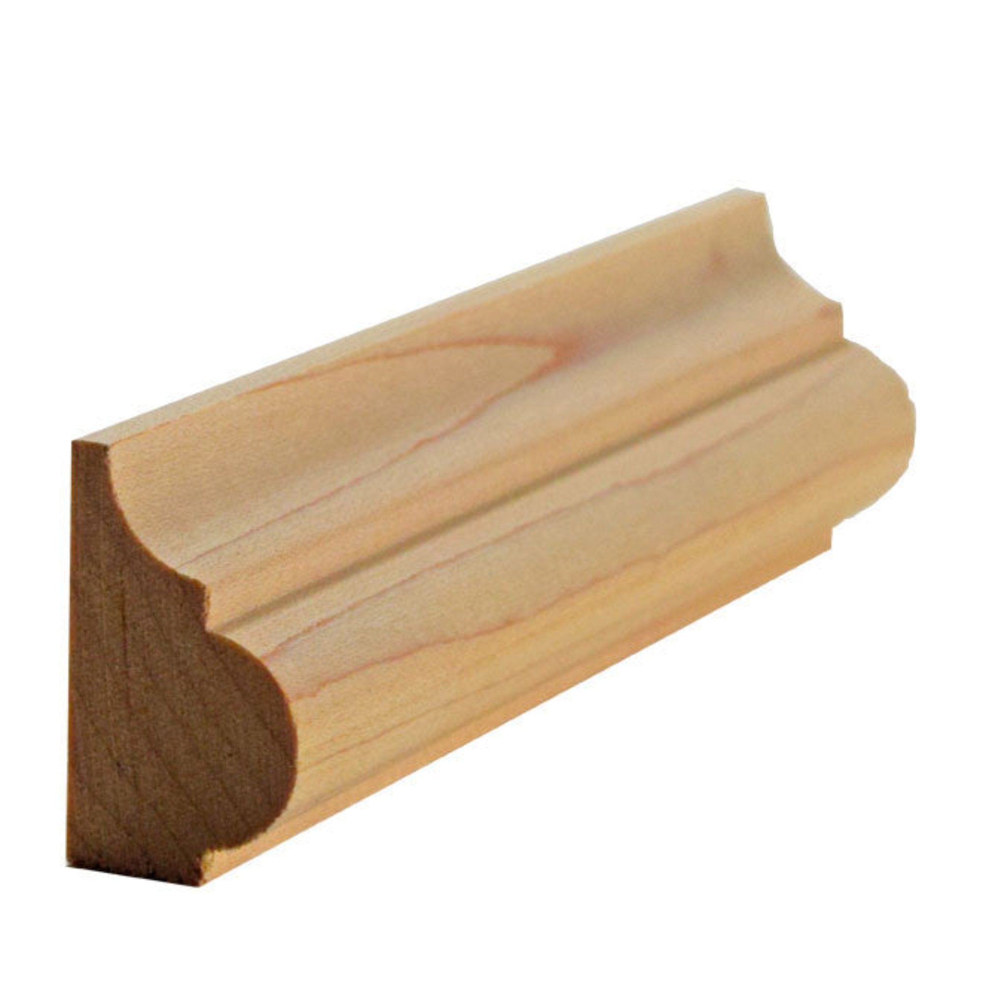 EWBC27 Nose and Cove 1-1/4 inch tall by 3/4 inch base cap moulding unfinished solid hardwood