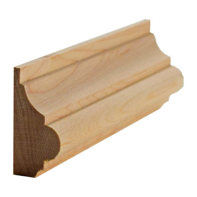 EWBC29 Colonial 1-1/2 inch tall x 3/4 inch thick unfinished base cap molding in various hardwoods