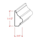 EWBC29 Colonial 1-1/2 inch tall x 3/4 inch thick unfinished base cap molding in various hardwoods