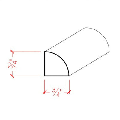 Unfinished 3/4 inch by 3/4 inch solid hardwood baseboard shoe molding