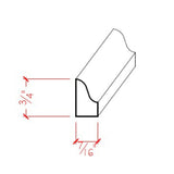 Unfinished solid hardwood baseboard shoe molding, ogea style, 3/4 inch tall