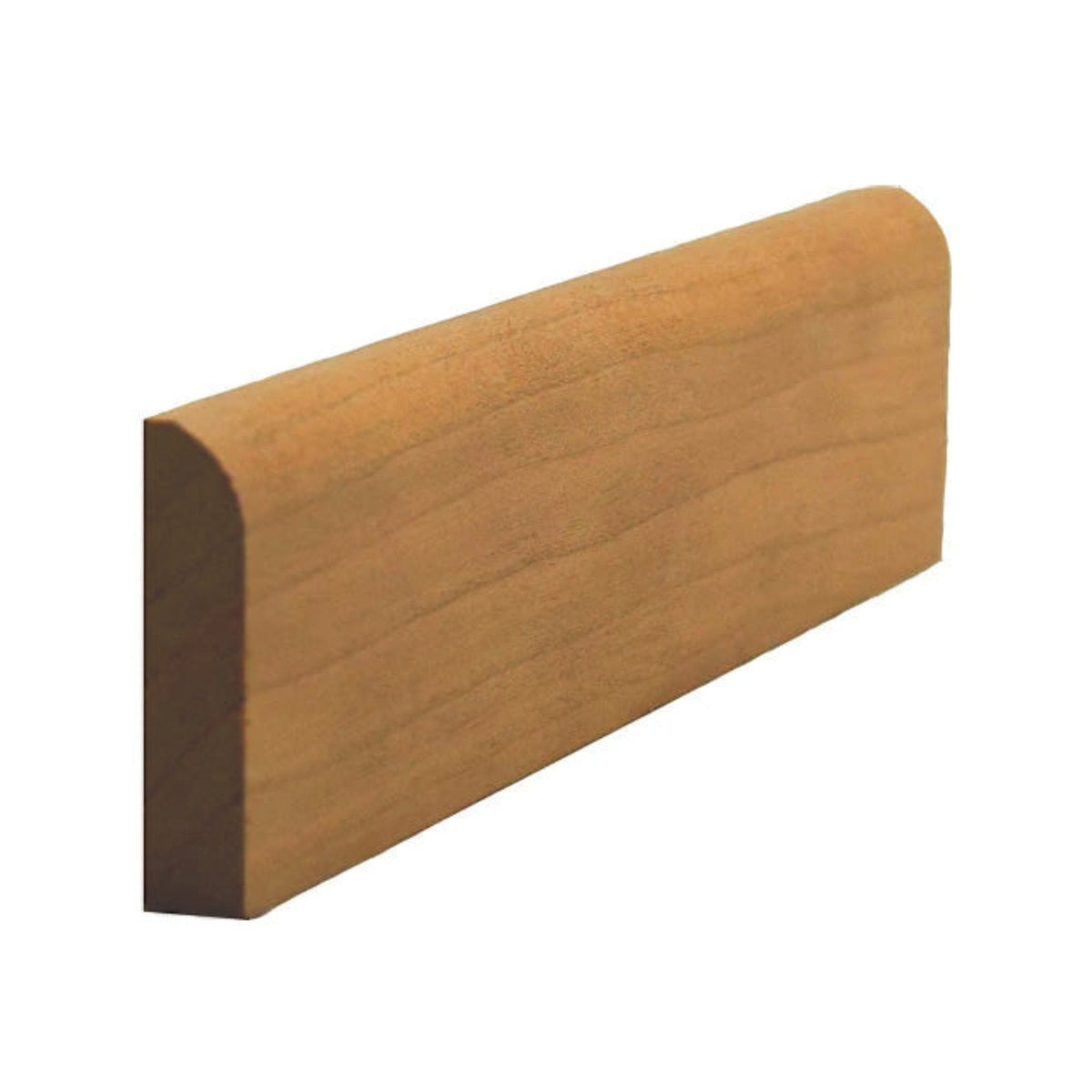 Unfinished solid hardwood baseboard shoe molding with radius edge