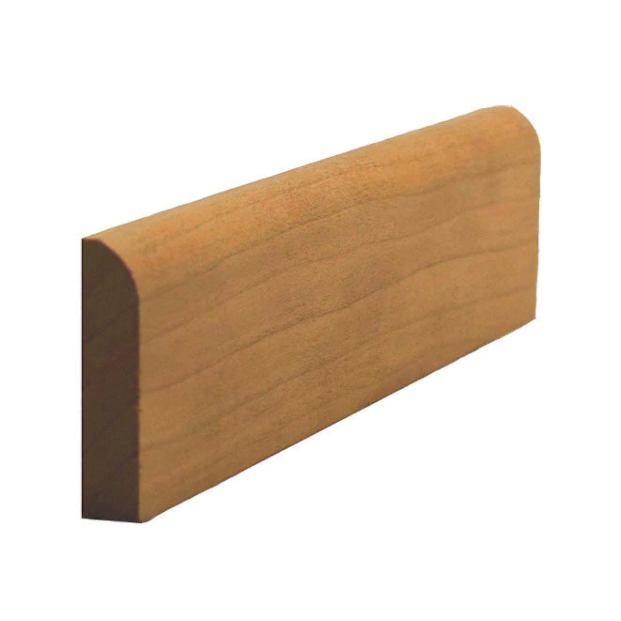 Unfinished solid hardwood baseboard shoe molding with radius edge