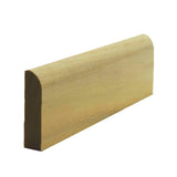 Unfinished solid hardwood baseboard shoe molding with radius edge