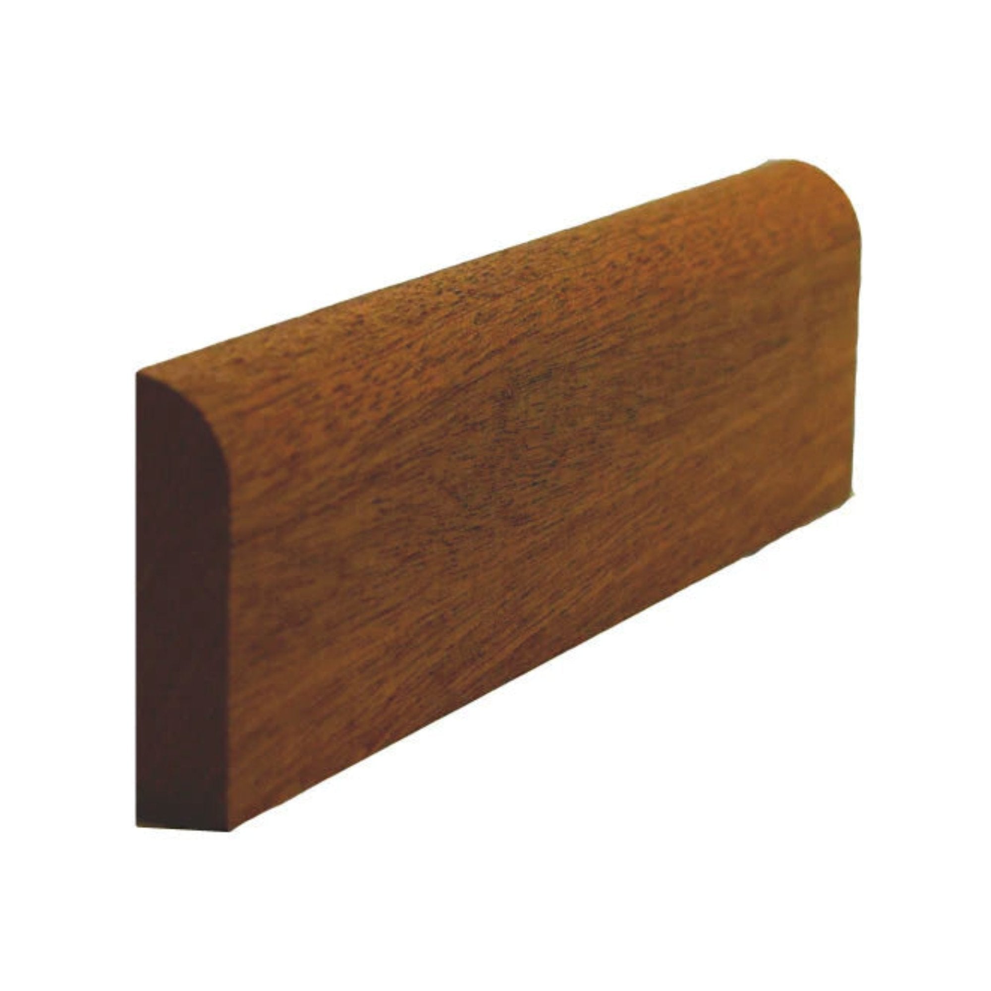 Unfinished solid hardwood baseboard shoe molding with radius edge