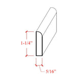 Unfinished solid hardwood baseboard shoe molding with radius edge