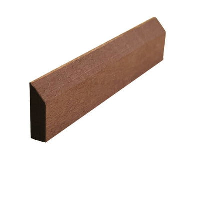 Unfinished solid hardwood baseboard shoe molding with beveled edge