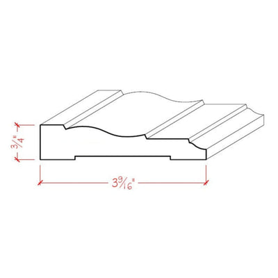 EWCA12 Colonial Casing 3-1/2 inch wide by 3/4 inch thick unfinished hardwood moulding in various wood species