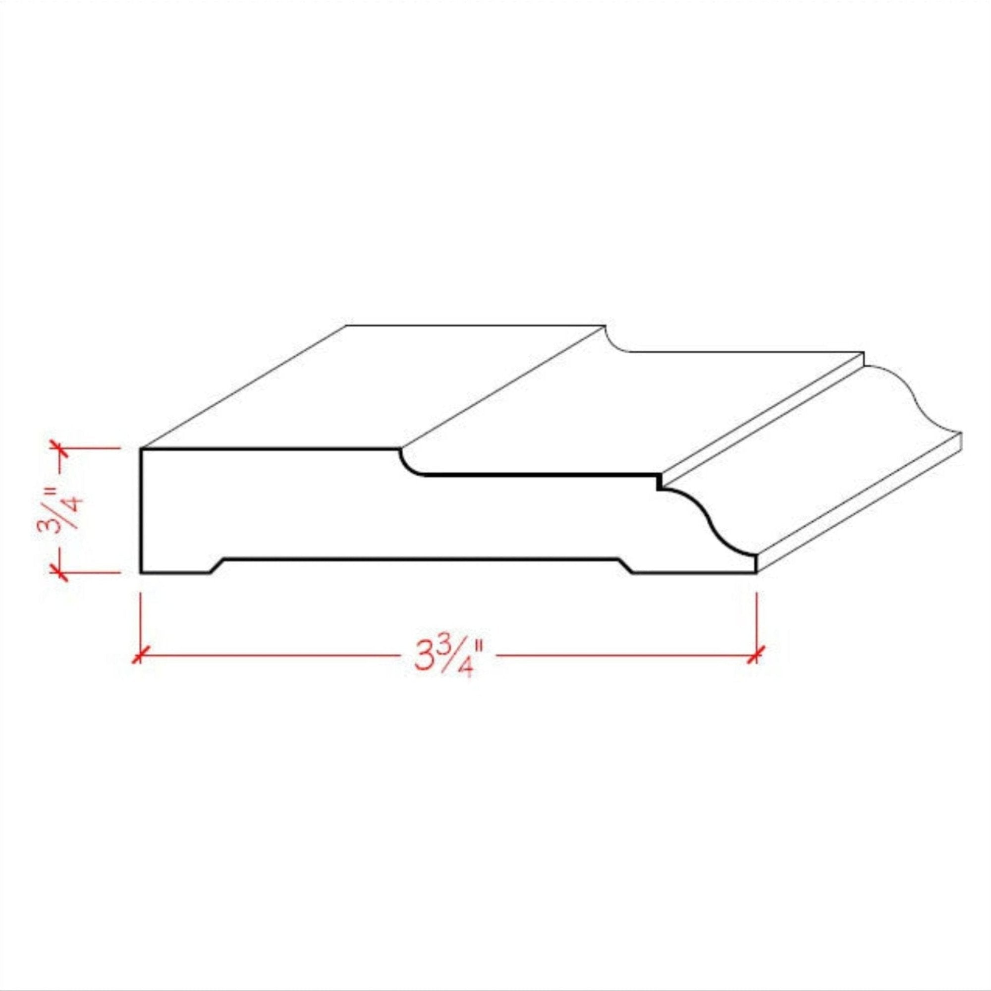 EWCA27 Colonial Casing 3-3/4 inch wide by 3/4 inch thick unfinished hardwood trim moulding