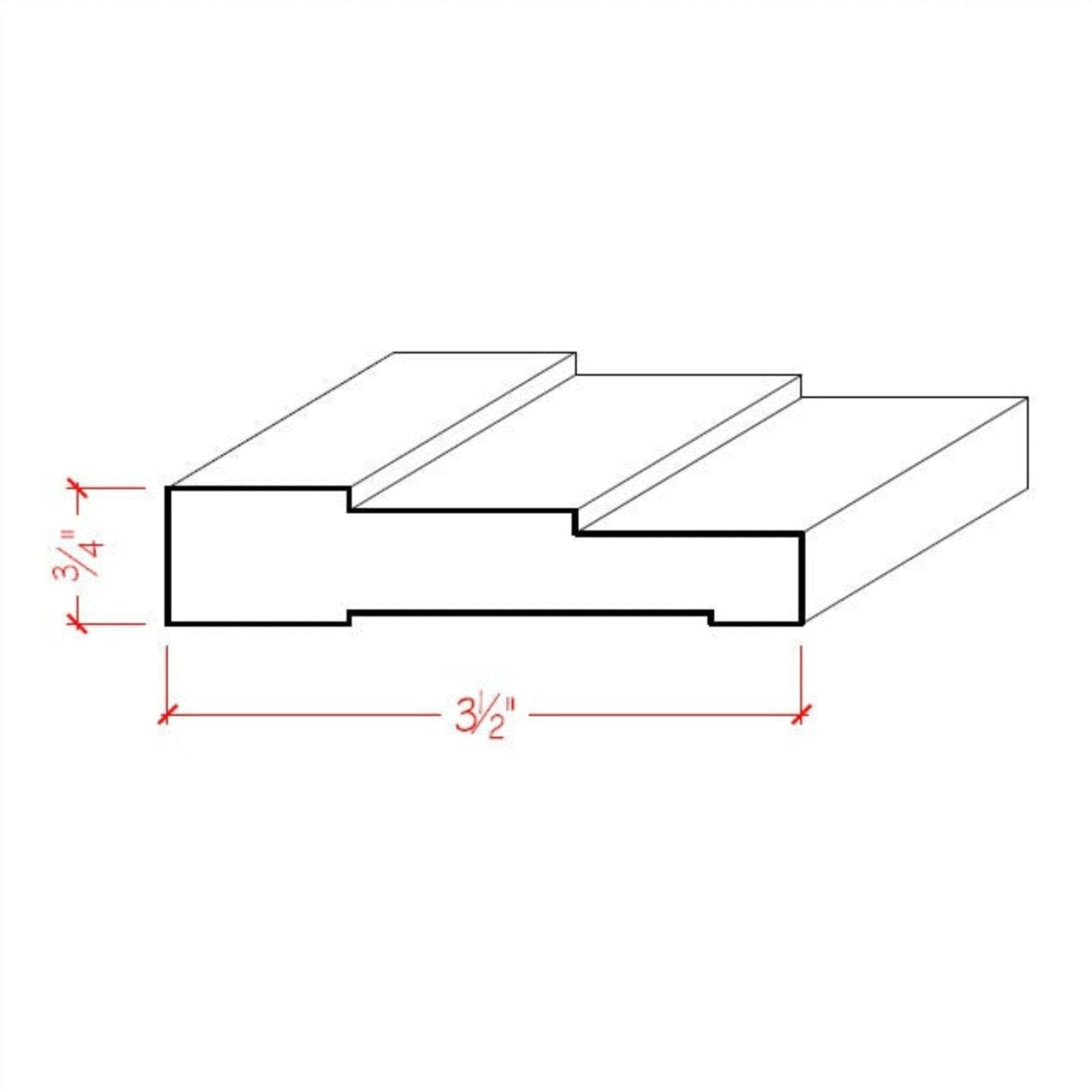 EWCA35 Contemporary 3-1/2 inch wide stepped hardwood casing moulding in various wood types