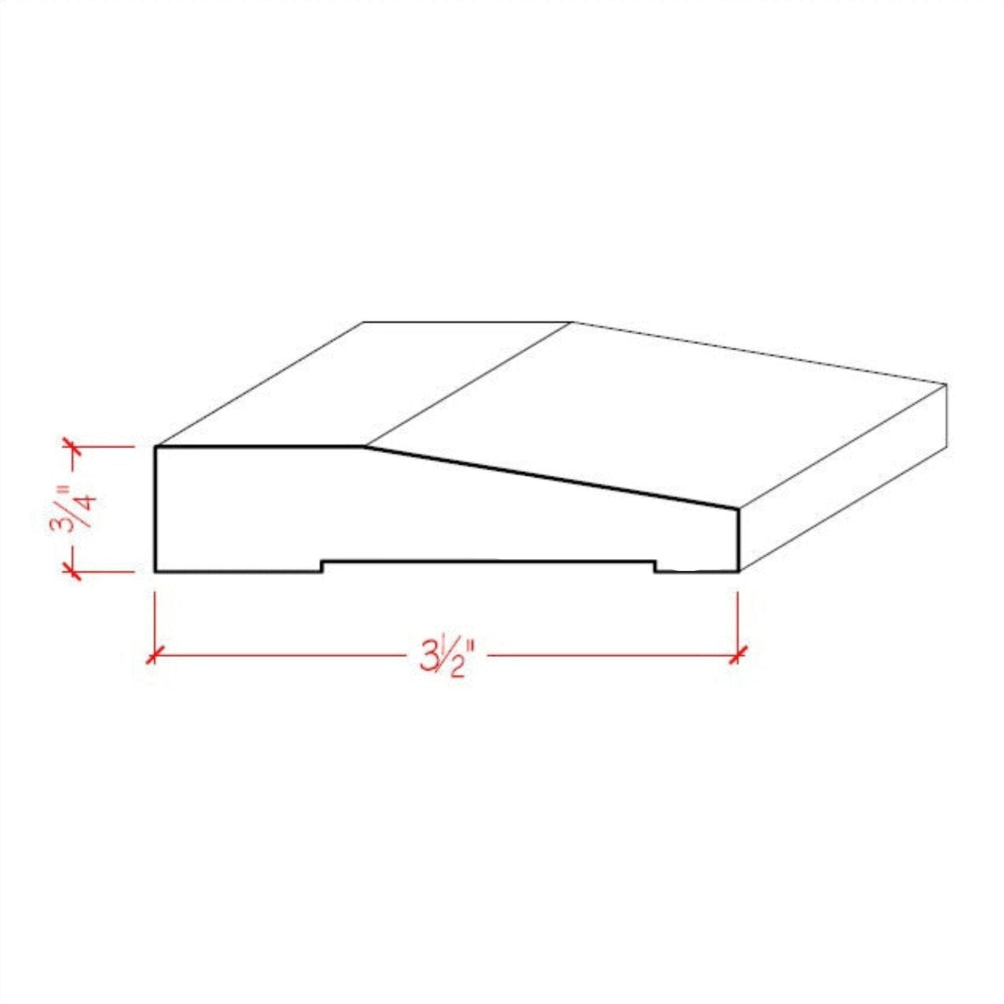 EWCA42 Contemporary 3-1/2 inch wide by 3/4 inch thick beveled hardwood casing trim in various wood species