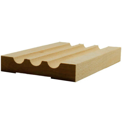 EWCA46 Fluted 3-1/2 inch wide by 3/4 inch thick unfinished hardwood door and window casing moulding