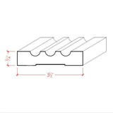 EWCA46 Fluted 3-1/2 inch wide by 3/4 inch thick unfinished hardwood door and window casing moulding