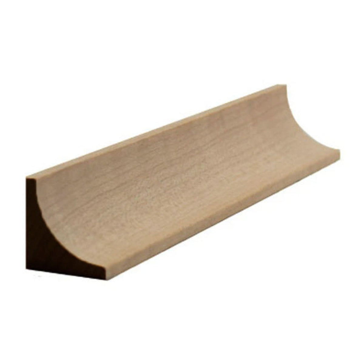 Unfinished 3/4 inch by 3/4 inch solid hardwood cove molding trim