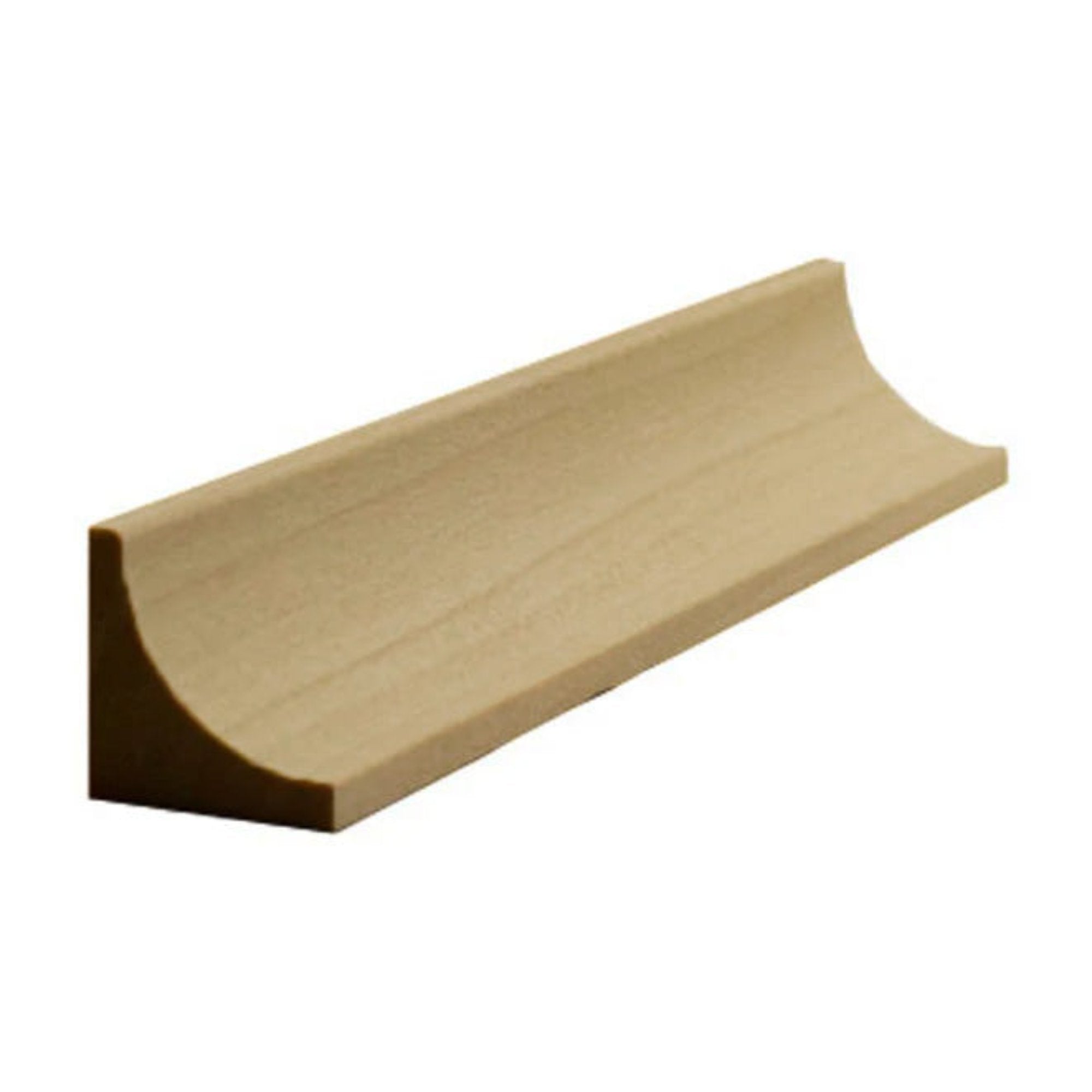 Unfinished 3/4 inch by 3/4 inch solid hardwood cove molding trim