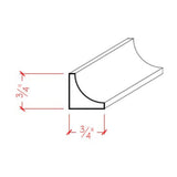 Unfinished 3/4 inch by 3/4 inch solid hardwood cove molding trim