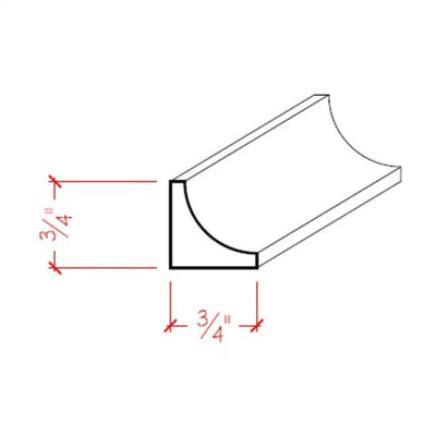 Unfinished 3/4 inch by 3/4 inch solid hardwood cove molding trim