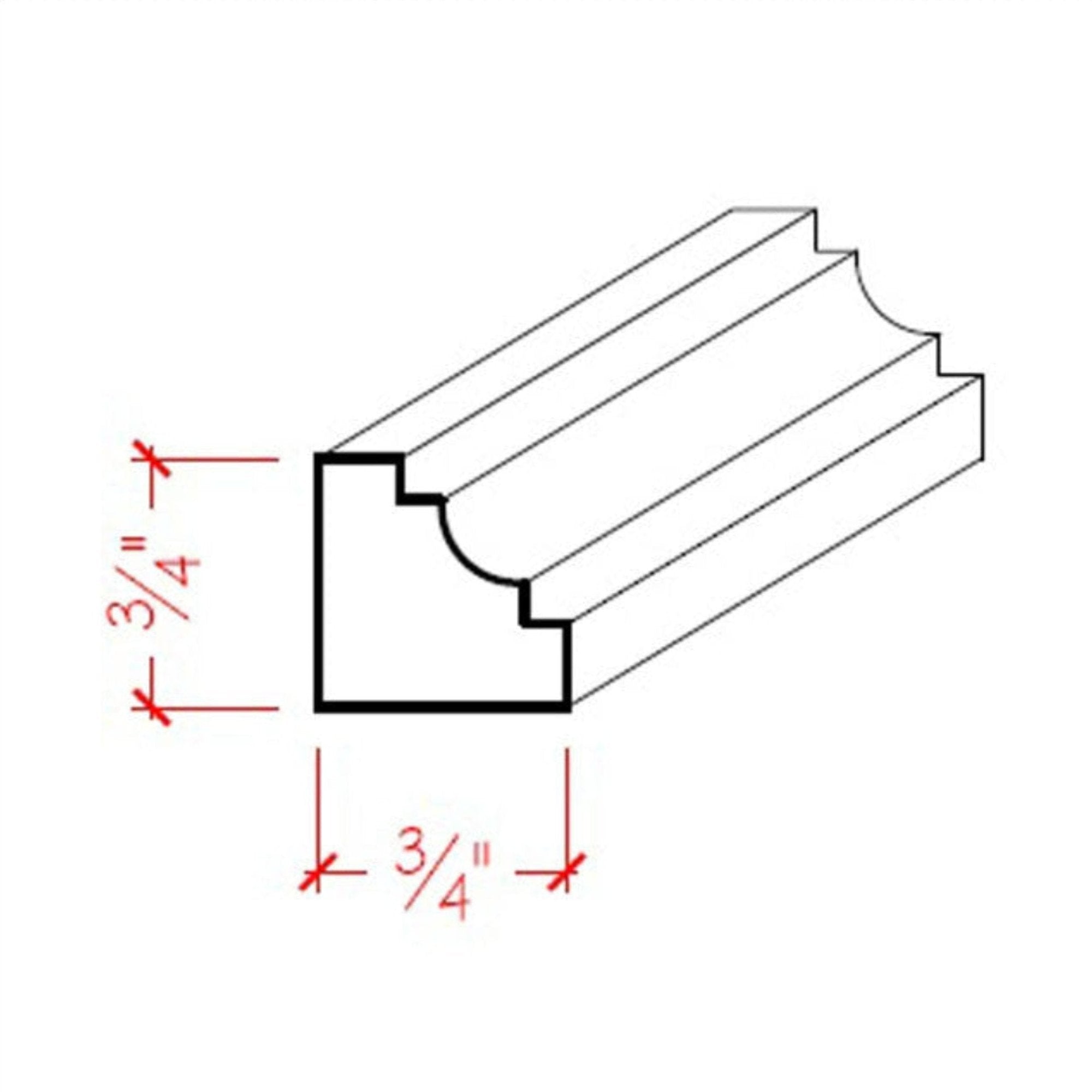 EWCC14 unfinished solid hardwood cove molding 3/4 inch by 3/4 inch