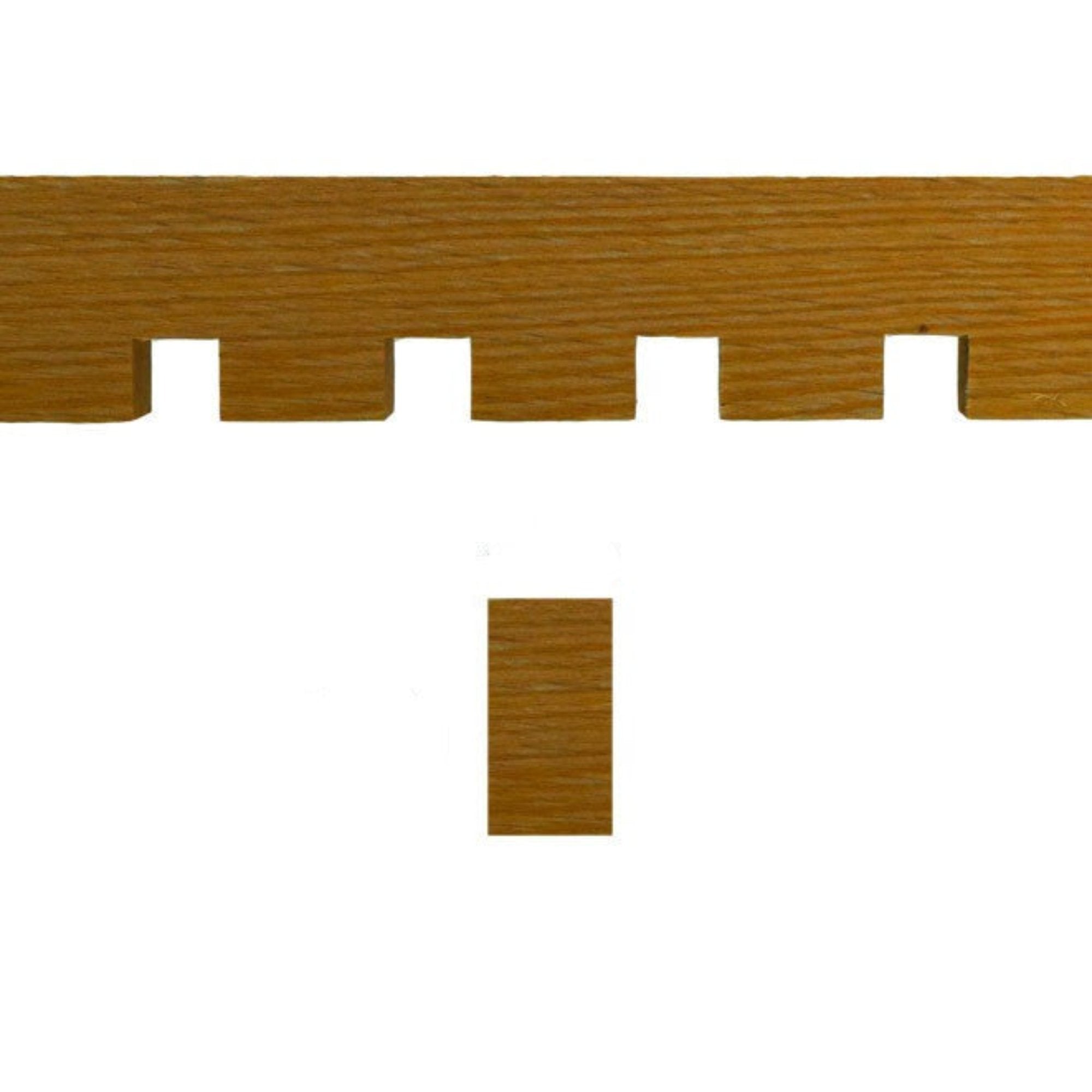 Unfinished solid hardwood dentil moulding 1-5/8 inch high by 5/8 inch thick