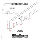 Unfinished solid hardwood dentil moulding 1-5/8 inch high by 5/8 inch thick