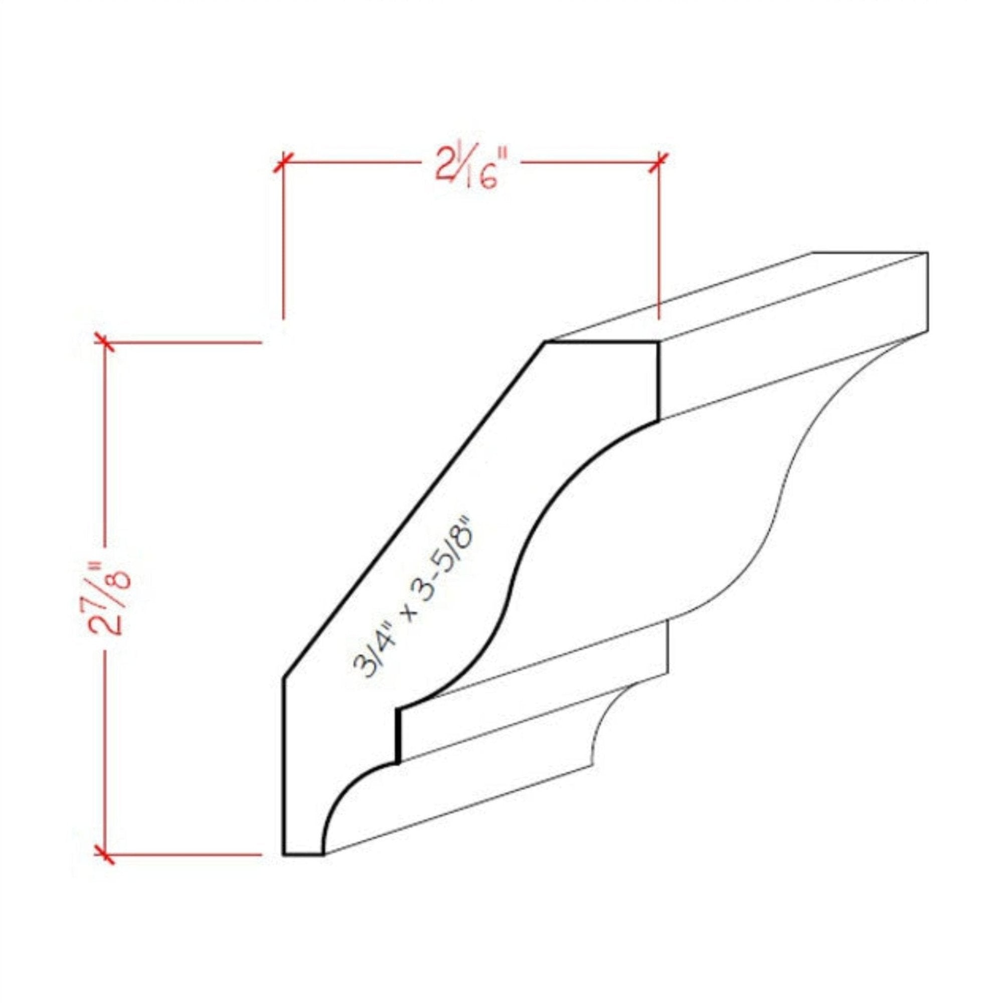 EWCR12 Colonial Crown Moulding unfinished hardwood profile