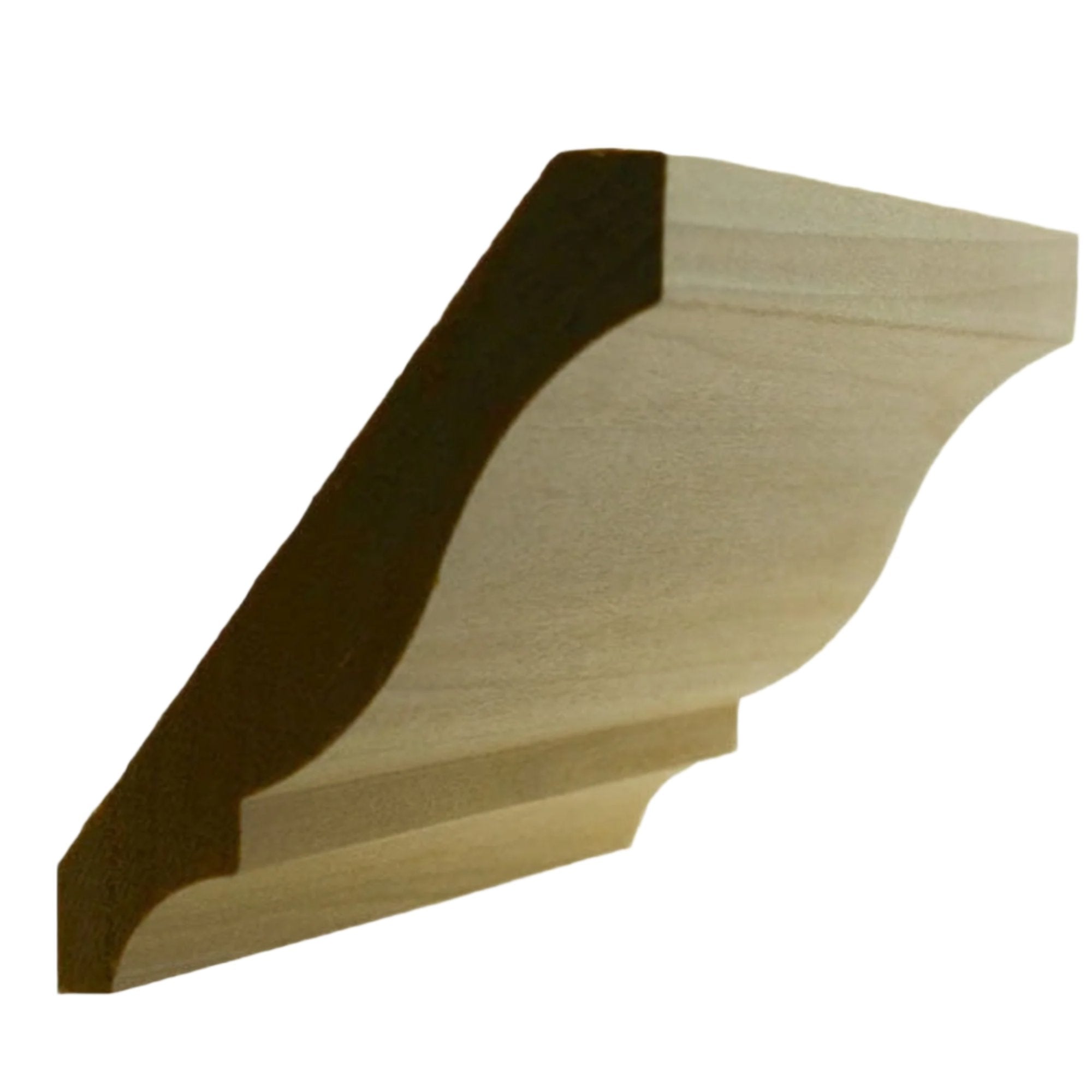 EWCR13 unfinished hardwood crown molding showing profile and natural wood grain