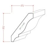 EWCR13 unfinished hardwood crown molding showing profile and natural wood grain