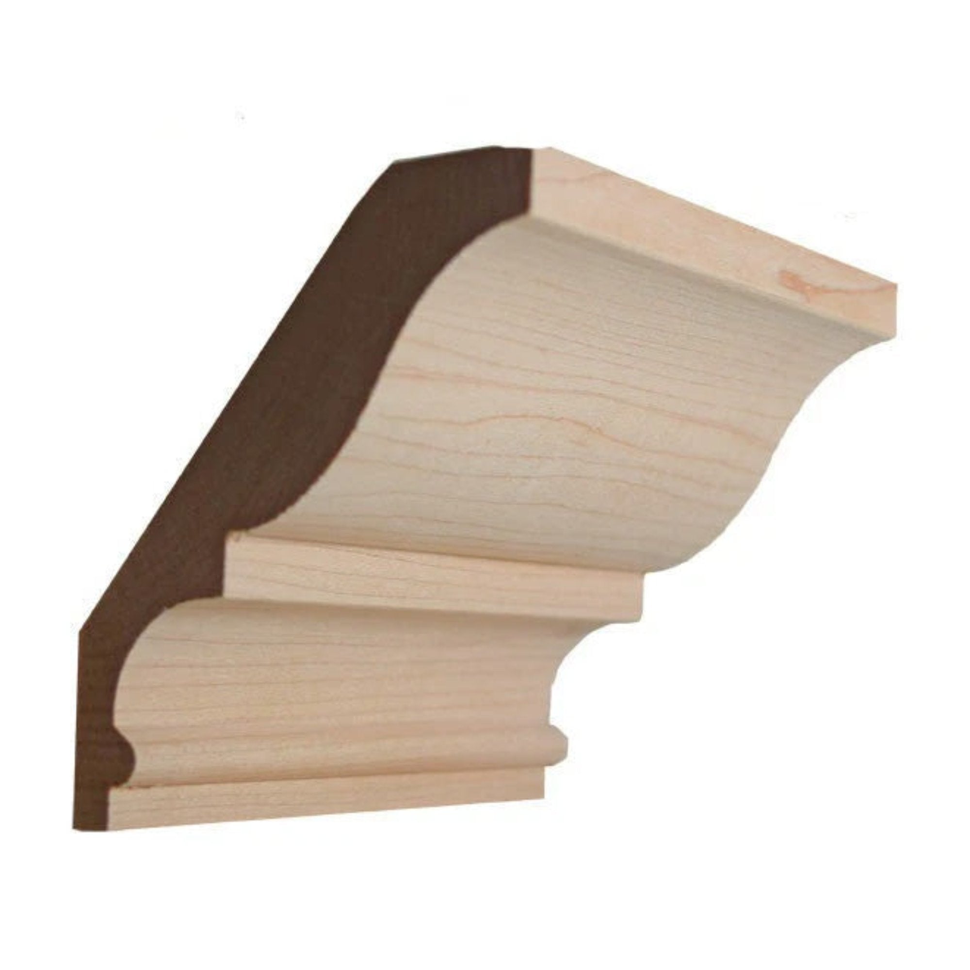 EWCR18 unfinished hardwood crown molding showing traditional profile