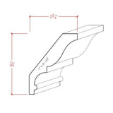 EWCR18 unfinished hardwood crown molding showing traditional profile