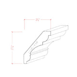 EWCR20 unfinished solid hardwood crown molding 3/4 inch thick by 3-5/8 inch wide