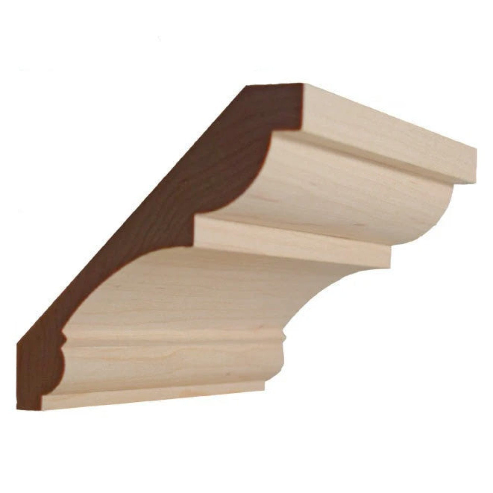 Unfinished solid hardwood crown molding EWCR21 showing traditional profile