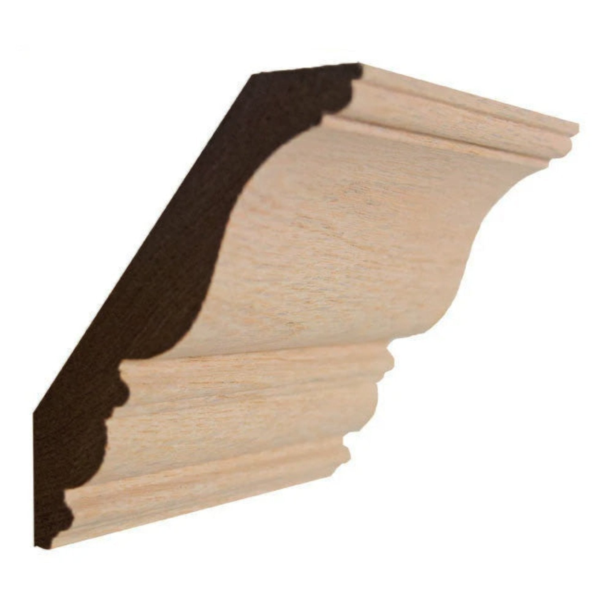 EWCR27 unfinished hardwood crown molding showing traditional profile