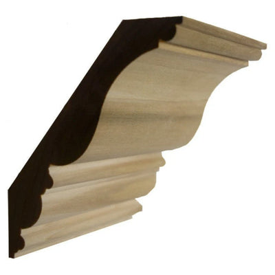 EWCR28 unfinished poplar crown molding showing profile and dimensions