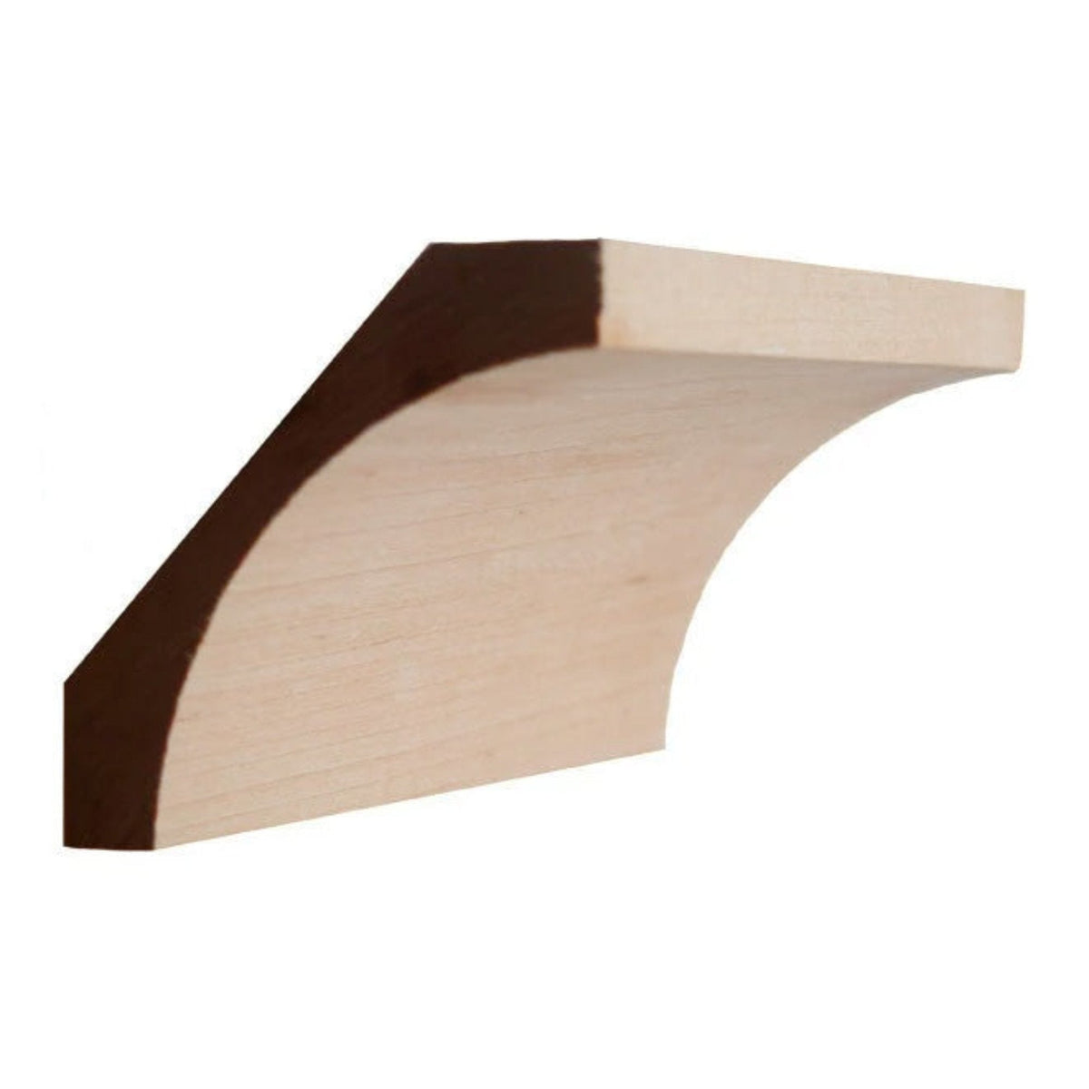 EWCR40 Cove Crown unfinished solid hardwood molding showing profile and wood grain