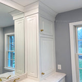 EWCR43 Cove Crown unfinished hardwood molding showing profile and wood grain