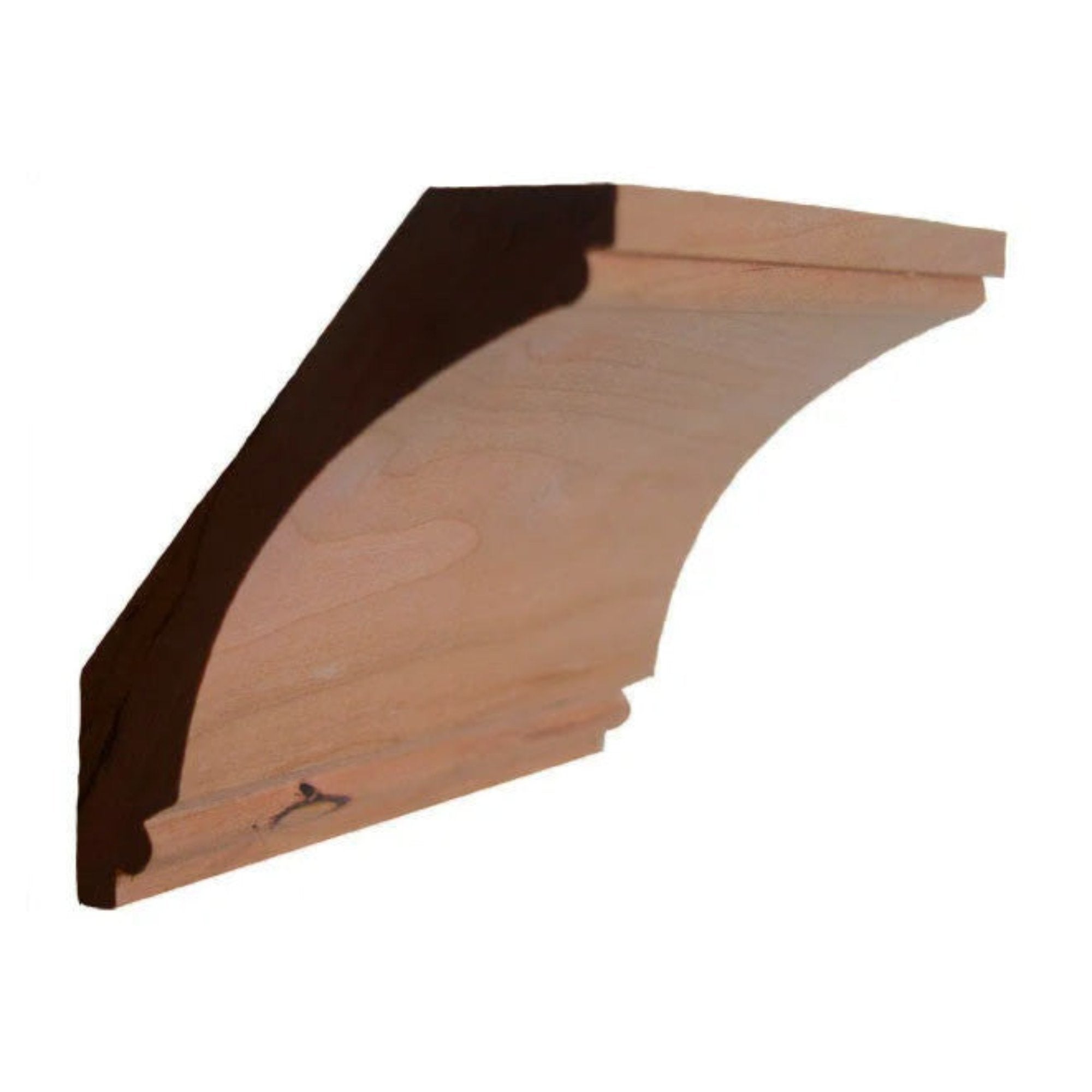 EWCR43 Cove Crown unfinished hardwood molding showing profile and wood grain