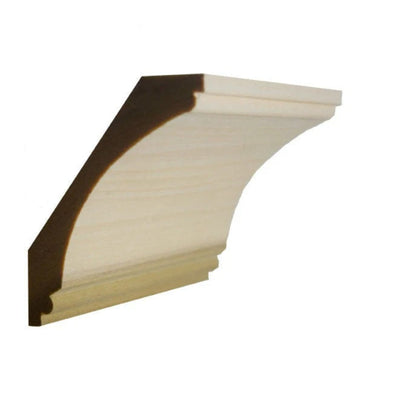 EWCR43 Cove Crown unfinished hardwood molding showing profile and wood grain