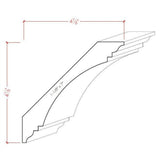 EWCR46 Cove Crown unfinished solid hardwood molding showing profile and natural wood grain