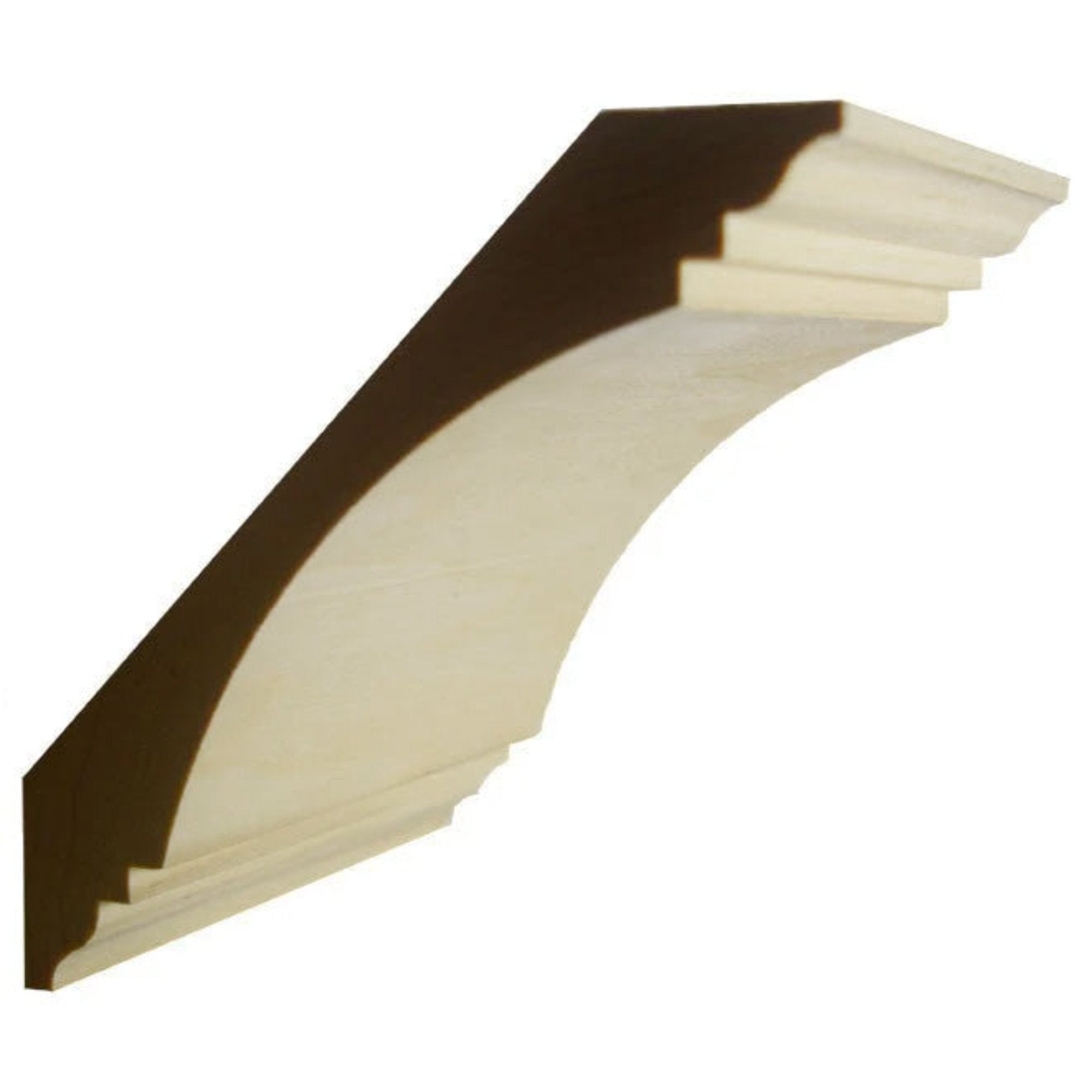 EWCR46 Cove Crown unfinished solid hardwood molding showing profile and natural wood grain