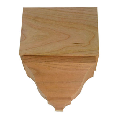 Unfinished hardwood middle corner block for crown molding in various wood species