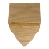 Unfinished hardwood middle corner block for crown molding in various wood species