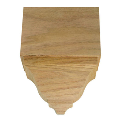 Unfinished hardwood middle corner block for crown molding in various wood species