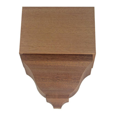 Unfinished hardwood middle corner block for crown molding in various wood species