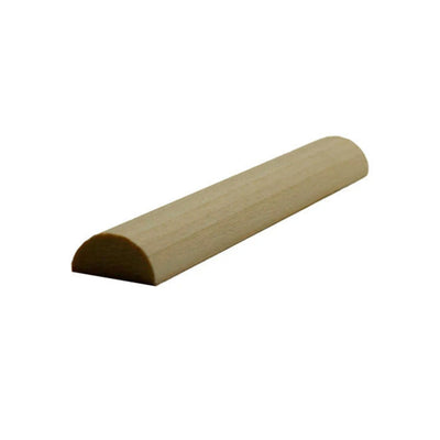 Unfinished half round hardwood molding trim 3/4 inch wide by 3/8 inch thick