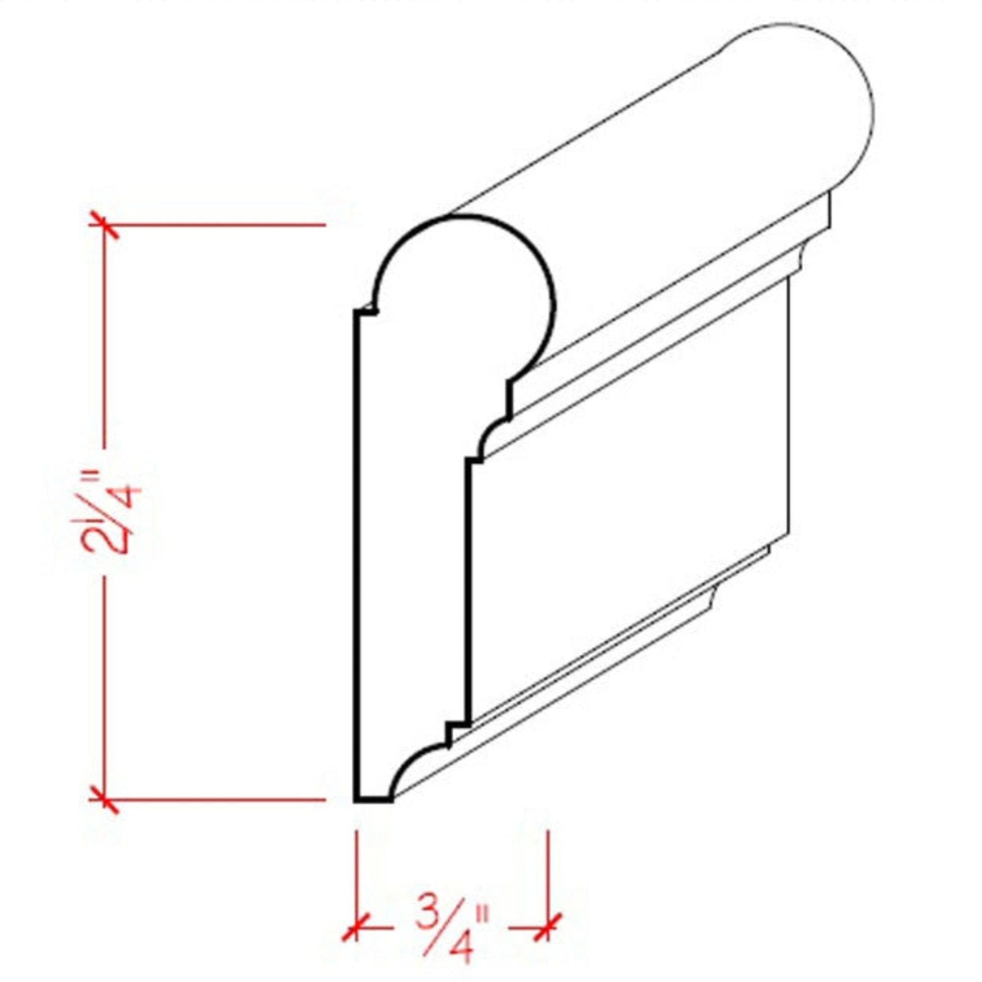 EWPC12 unfinished hardwood picture hanging rail molding 2-1/4 inch tall by 3/4 inch wide