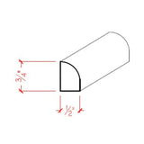 Unfinished quarter round hardwood molding trim 1/2 inch by 3/4 inch