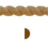 Unfinished solid hardwood rope molding 3/4 inch high by 3/8 inch thick