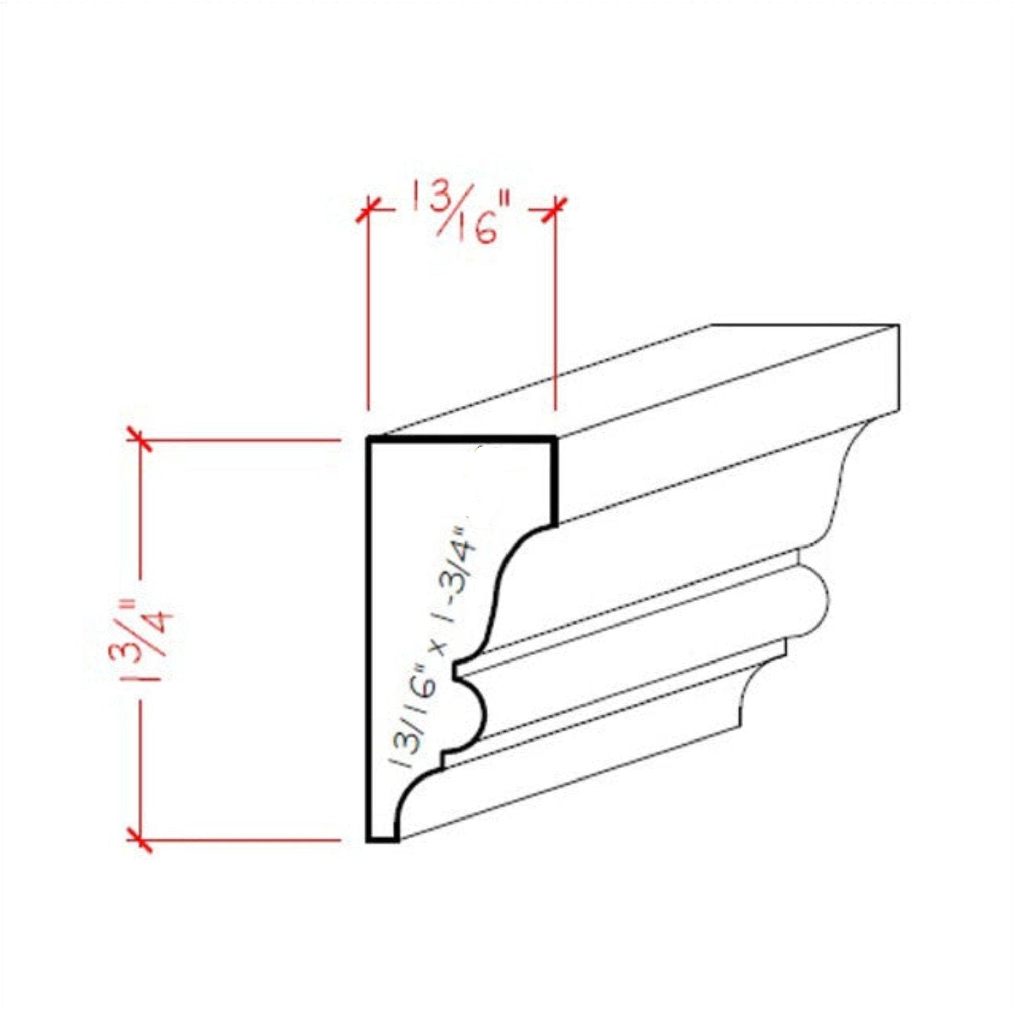 EWSC11 Solid Crown Moulding unfinished hardwood profile and wood samples